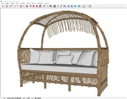 户外竹编沙发的sketchup模型