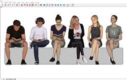 多人坐姿女性的sketchup模型