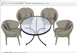 阳台玻璃圆桌的sketchup模型