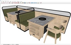 卡座火锅桌的sketchup模型
