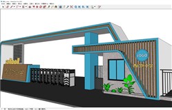 学校大门口电动伸缩门的sketchup模型
