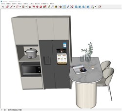 吧台餐桌橱柜的sketchup模型