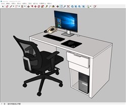 办公电脑桌的sketchup模型