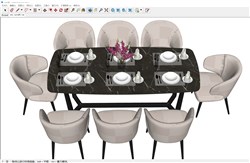 餐桌椅家具的sketchup模型