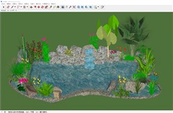 生态水池景观的sketchup模型