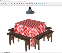 怀旧方桌餐桌布的sketchup模型