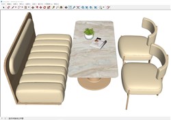 卡座餐桌椅的sketchup模型