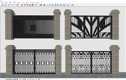 铁艺围墙的sketchup模型