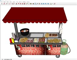 街边小吃摊位的sketchup模型
