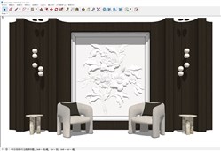 浮雕装饰背景墙的sketchup模型
