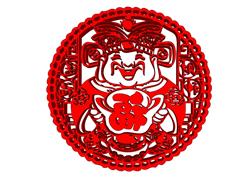 静电贴财神窗花剪纸模型
