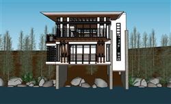 临水而建！现代风架空度假别墅模型来袭