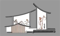展示乡村文化魅力的特色景墙模型