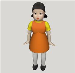 双马尾着装可爱女孩角色模型展示