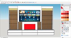 现代简约风，带木质元素与大屏幕的电视柜组合模型下载