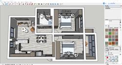 Sketchup 呈现现代家装鸟瞰效果，精致布局与时尚设计一目了然