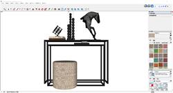 SketchUp现代简约玄关桌模型，搭配摆件与凳饰尽显时尚格调