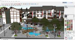 Sketchup展示中式商业街建筑街道：传统元素与现代布局的精妙碰撞