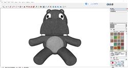 Sketchup塑造河马布娃娃玩具模型展现可爱造型与精致细节