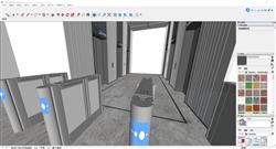 Sketchup现代走廊电梯口门禁设计展示