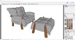 Sketchup灰色布艺休闲椅凳组合模型