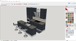 Sketchup现代风格整体厨房模型展示