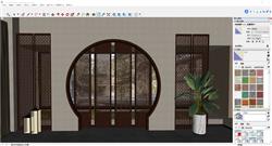 Sketchup中式隔断与门窗设计效果图展示