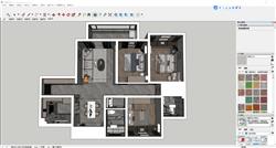 Sketchup呈现现代家装户型鸟瞰模型