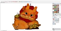 可爱招财狮子卡通Sketchup模型展示