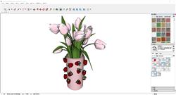 Sketchup塑造草莓图案百合花瓶模型
