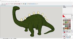 SketchUp逼真绿色恐龙3D模型展示