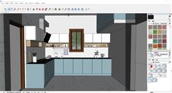 Sketchup打造清新蓝调厨房空间模型