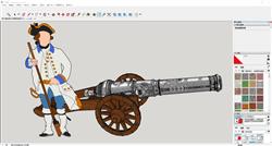 Sketchup再现复古火炮与士兵形象模型