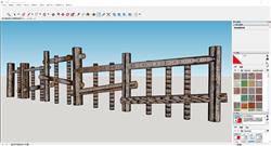 Sketchup古朴木质栅栏3D模型展示