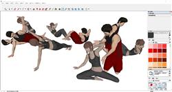 男女健身瑜伽人物动作3D模型
