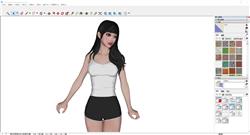 站姿依靠女子人物sketchup模型库