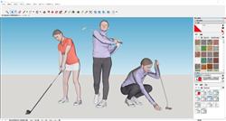 打高尔夫的女子人物sketchup模型库