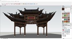中式门楼牌坊建筑sketchup模型库