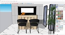 家庭吧台桌椅sketchup模型库