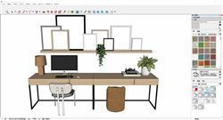 工作桌组合柜sketchup模型库