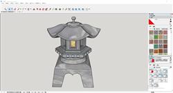 日式石灯笼景观灯sketchup模型库