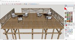 竹制露台沙发座椅sketchup模型库