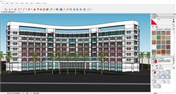 弧形酒店建筑免费SU模型