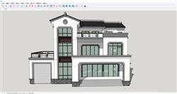 中式独栋别墅SU模型 免费sketchup模型下载