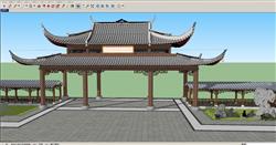 中式古建门楼SU模型