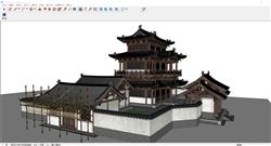 中式古建筑阁楼寺庙SU模型