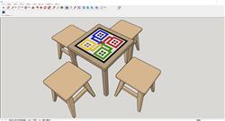 儿童玩具桌飞行棋盘SU模型