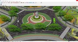 城市公路道路环岛交通斑马线SU模型
