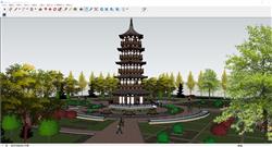 公园宝塔古建筑SU模型