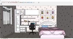 儿童房女儿房SU模型 免费sketchup模型下载